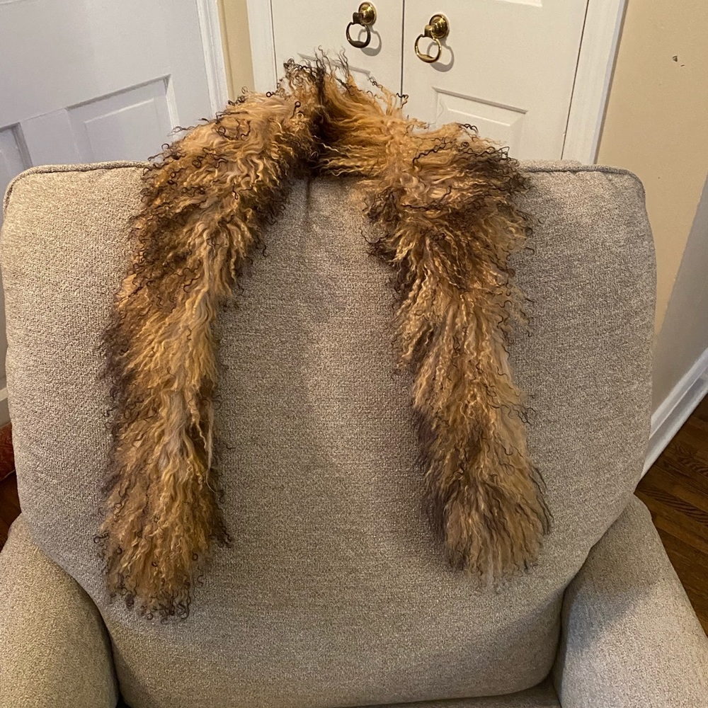 Shaggy scarf.